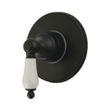 Kingston Brass Restoration Single-Handle Six-Way Diverter Valve with Round Trim Kit, Matte Black - KS4030PL