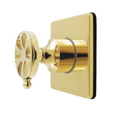 Kingston Brass Belknap Single-Handle Six-Way Diverter Valve with Square Trim Kit, Polished Brass - KS4042RX