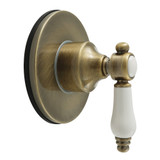 Kingston Brass Bel-Air Single-Handle Six-Way Diverter Valve with Round Trim Kit, Antique Brass - KS4033BPL