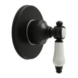 Kingston Brass Bel-Air Single-Handle Six-Way Diverter Valve with Round Trim Kit, Matte Black - KS4030BPL