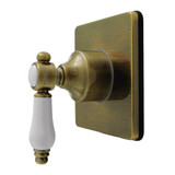 Kingston Brass Bel-Air Single-Handle Six-Way Diverter Valve with Square Trim Kit, Antique Brass - KS4043BPL