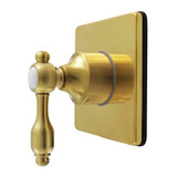 Kingston Brass Tudor Single-Handle Six-Way Diverter Valve with Square Trim Kit, Brushed Brass - KS4047TAL