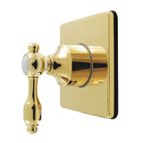 Kingston Brass Tudor Single-Handle Six-Way Diverter Valve with Square Trim Kit, Polished Brass - KS4042TAL