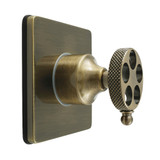 Kingston Brass Webb Single-Handle Three-Way Diverter Valve with Square Trim Kit, Antique Brass - KS3043RKX