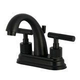 Kingston Brass Convergent Knurled Double-Handle 4" Centerset Bathroom Faucet with Brass Pop-Up, Matte Black - KS8610KNL