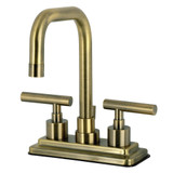 Kingston Brass Manhattan Double-Handle 4" Centerset Bathroom Faucet with Brass Pop-Up, Antique Brass - KS6643CML