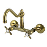 Kingston Brass Essex Two-Handle Wall Mount Bridge Kitchen Faucet, Antique Brass - KS3223BEX