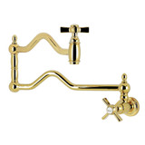 Kingston Brass Millennium Wall Mount Pot Filler Faucet, Polished Brass - KS2102ZX