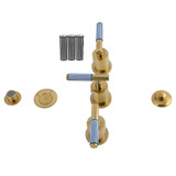 Kingston Brass Verona Three-Handle Bidet Faucet with Knurled Handle and Brass Pop-Up, Brushed Brass - KB6327KPS