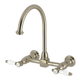 Kingston Brass Bel-Air Two-Handle Wall Mount Bridge Kitchen Faucet, Brushed Nickel - KS1298BPL
