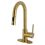 Kingston Brass Concord Single-Handle Pull Down Sprayer Bar Faucet, Brushed Brass - LS2463DL