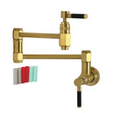 Kingston Brass Kaiser Wall Mount Pot Filler Faucet, Brushed Brass - KS5107DKL