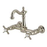 Kingston Brass Essex Two-Handle Wall Mount Bridge Kitchen Faucet, Brushed Nickel - KS2448BEX