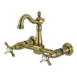 Kingston Brass Essex Two-Handle Wall Mount Bridge Kitchen Faucet, Antique Brass - KS2443BEX