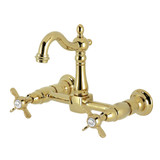 Kingston Brass Essex Two-Handle Wall Mount Bridge Kitchen Faucet, Polished Brass - KS2442BEX