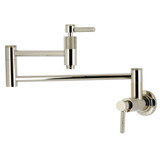 Kingston Brass Convergent Wall Mount Pot Filler Faucet with Knurled Handle, Polished Nickel - KS8106KNL