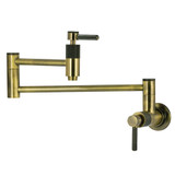 Kingston Brass Convergent Wall Mount Pot Filler Faucet with Knurled Handle, Antique Brass - KS8103KNL