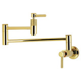 Kingston Brass Convergent Wall Mount Pot Filler Faucet with Knurled Handle, Polished Brass - KS8102KNL