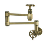 Kingston Brass Belknap Wall Mount Pot Filler Faucet, Antique Brass - KS5103RX