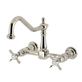 Kingston Brass Essex Two-Handle Wall Mount Bridge Kitchen Faucet, Polished Nickel - KS1246BEX
