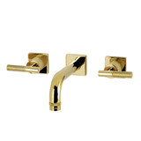 Kingston Brass Convergent Double-Handle Wall Mount Bathroom Faucet with Knurled Handle, Polished Brass - KS6122KNL