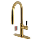 Kingston Brass Kaiser Single-Handle Pull-Down Kitchen Faucet, Brushed Brass - LS2723DKL