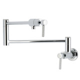 Kingston Brass Convergent Wall Mount Pot Filler Faucet with Knurled Handle, Polished Chrome - KS4101KNL