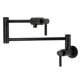Kingston Brass Convergent Wall Mount Pot Filler Faucet with Knurled Handle, Matte Black - KS4100KNL