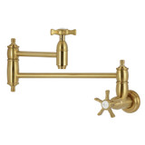 Kingston Brass Hamilton Wall Mount Pot Filler Faucet, Brushed Brass - KS3107NX