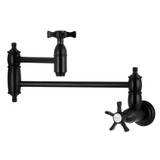 Kingston Brass Hamilton Wall Mount Pot Filler Faucet, Matte Black - KS3100NX