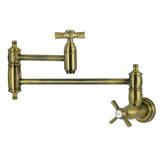 Kingston Brass Millennium Wall Mount Pot Filler Faucet, Antique Brass - KS3103ZX