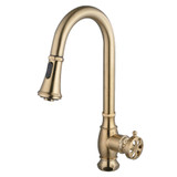 Kingston Brass Belknap Single-Handle Pull-Down Kitchen Faucet, Brushed Brass - LS8693RX