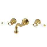 Kingston Brass Bel-Air Double-Handle Wall Mount Bathroom Faucet, Brushed Brass - KS3127BPL