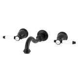 Kingston Brass Bel-Air Double-Handle Wall Mount Bathroom Faucet, Matte Black - KS3120BPL