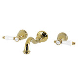 Kingston Brass Bel-Air Double-Handle Wall Mount Bathroom Faucet, Polished Brass - KS3122BPL