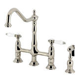 Kingston Brass Bel-Air Bridge Kitchen Faucet with Brass Sprayer, Polished Nickel - KS1276BPLBS