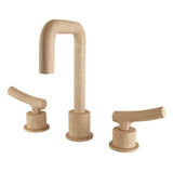 Kingston Brass Hallerbos Widespread Bathroom Faucet with Push Pop-Up Drain, Light Wood - KS145LWTKL