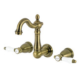 Kingston Brass Bel-Air Double-Handle Wall Mount Bathroom Faucet, Antique Brass - KS1223BPL