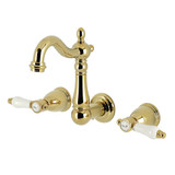 Kingston Brass Bel-Air Double-Handle Wall Mount Bathroom Faucet, Polished Brass - KS1222BPL