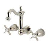 Kingston Brass Essex Double-Handle Wall Mount Bathroom Faucet, Polished Nickel - KS1226BEX