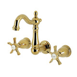Kingston Brass Hamilton Double-Handle Wall Mount Bathroom Faucet, Polished Brass - KS1222NX