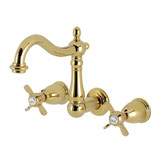 Kingston Brass Essex Double-Handle Wall Mount Bathroom Faucet, Polished Brass - KS1252BEX