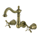 Kingston Brass Essex Double-Handle Wall Mount Bathroom Faucet, Antique Brass - KS1253BEX