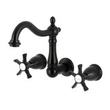 Kingston Brass Hamilton Double-Handle Wall Mount Bathroom Faucet, Matte Black - KS1250NX