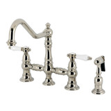 Kingston Brass Bel-Air Bridge Kitchen Faucet with Brass Sprayer, Polished Nickel - KS3276BPLBS