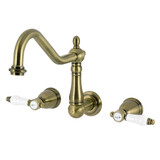 Kingston Brass Bel-Air Two-Handle Wall Mount Kitchen Faucet, Antique Brass - KS1283BPL