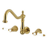 Kingston Brass Bel-Air Two-Handle Wall Mount Kitchen Faucet, Brushed Brass - KS1287BPL
