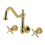 Kingston Brass Essex Two-Handle Wall Mount Kitchen Faucet, Polished Brass - KS1282BEX