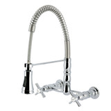 Kingston Brass Millennium Double-Handle Wall-Mount Pre-Rinse Bridge Kitchen Faucet, Polished Chrome - GS1241ZX