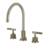 Kingston Brass Convergent Widespread Bathroom Faucet with Knurled Handle and Brass Pop-Up, Brushed Nickel - KS8928KNL